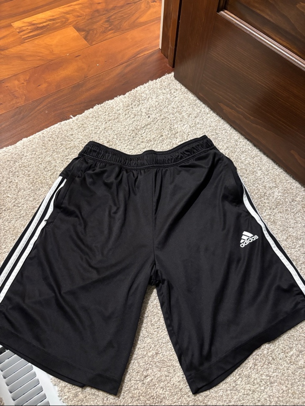 adidas Black Shorts with White Side Stripes
